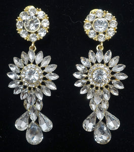 Vintage Signed DeMario 3-Tier Dangling Crystal Earrings