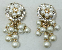 Load image into Gallery viewer, Vintage Signed DeMario Faux Pearl Dangling Earrings