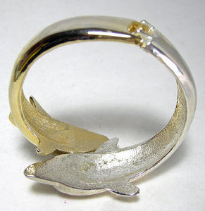 Vintage Double Dolphin Clamper Bracelet  - JD10406