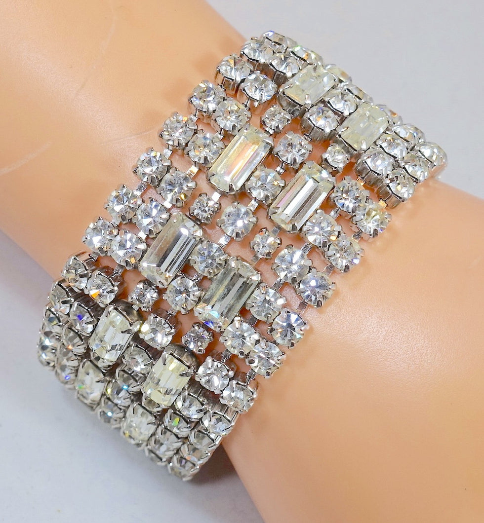 Vintage 1960s Wide Kramer Crystal Bracelet
