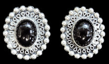 Load image into Gallery viewer, Vintage Signed Taxco Mexico Onyx &amp; Sterling Silver Earrings