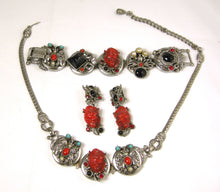 Load image into Gallery viewer, Famous Vintage Selro Red Devil Necklace, Earrings And Bracelet Set