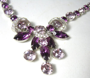 Vintage Signed Eisenberg Purple Crystal Necklace  - JD10384