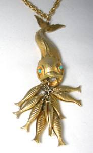 Vintage Multi Fish Pendant Necklace