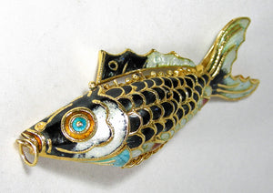 Vintage 80’s Cloisonné Articulated Fish Pendant  - JD10236