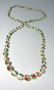 Vintage French Foil Graduated Glass Bead Necklace - JD10542