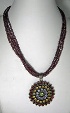Load image into Gallery viewer, Vintage Sterling Garnet &amp; Multi-Gem Pendant Necklace
