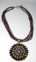 Load image into Gallery viewer, Vintage Sterling Garnet &amp; Multi-Gem Pendant Necklace