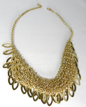 Load image into Gallery viewer, Gold Tone Fringe Bib Collar Necklace  - JD10237