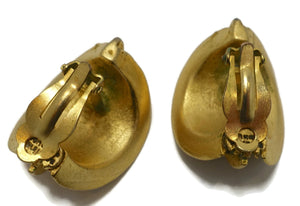 Vintage Gold Tone Ribbed Clip Earrings