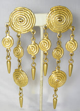 Load image into Gallery viewer, Vintage 1980s Gold Tone Long Dangling Earrings - JD10299