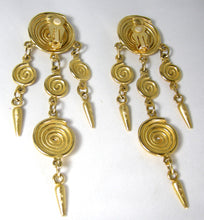 Load image into Gallery viewer, Vintage 1980s Gold Tone Long Dangling Earrings - JD10299