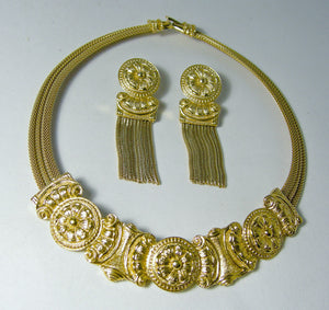 Vintage Signed Marcella Saltz for Trifari Medalion Choker And Earrings   - JD10449