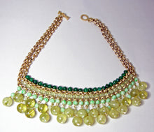Load image into Gallery viewer, Three Tone Green Resin Bead Necklace   - JD10290