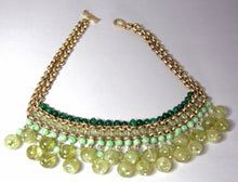 Load image into Gallery viewer, Three Tone Green Resin Bead Necklace   - JD10290