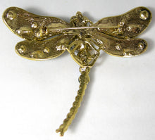 Load image into Gallery viewer, Huge Green &amp; Blue Crystal Dragonfly Brooch - JD10315