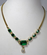 Load image into Gallery viewer, Vintage 1950s Elegant Green and Crystal Necklace  - JD10362