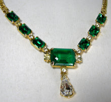 Load image into Gallery viewer, Vintage 1950s Elegant Green and Crystal Necklace  - JD10362