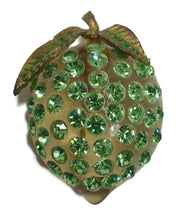Load image into Gallery viewer, Vintage Art Deco 1930s Green Lucite &amp; Crystal Strawberry Brooch