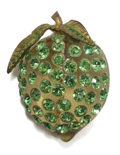 Load image into Gallery viewer, Vintage Art Deco 1930s Green Lucite &amp; Crystal Strawberry Brooch