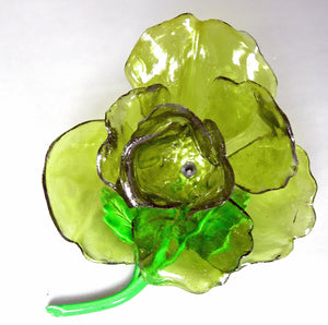 Rare Vintage Green Lucite Flower Pin and Earring Set - JD10319