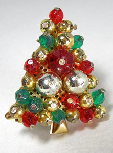Vintage Colorful Christmas Tree Brooch - JD10532
