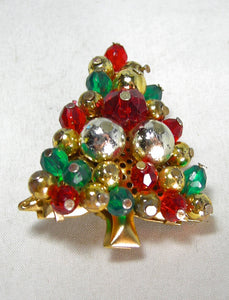 Vintage Colorful Christmas Tree Brooch - JD10532