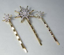 Load image into Gallery viewer, Vintage Crystal Stars and Half Moon Hair Pins   - JD10415
