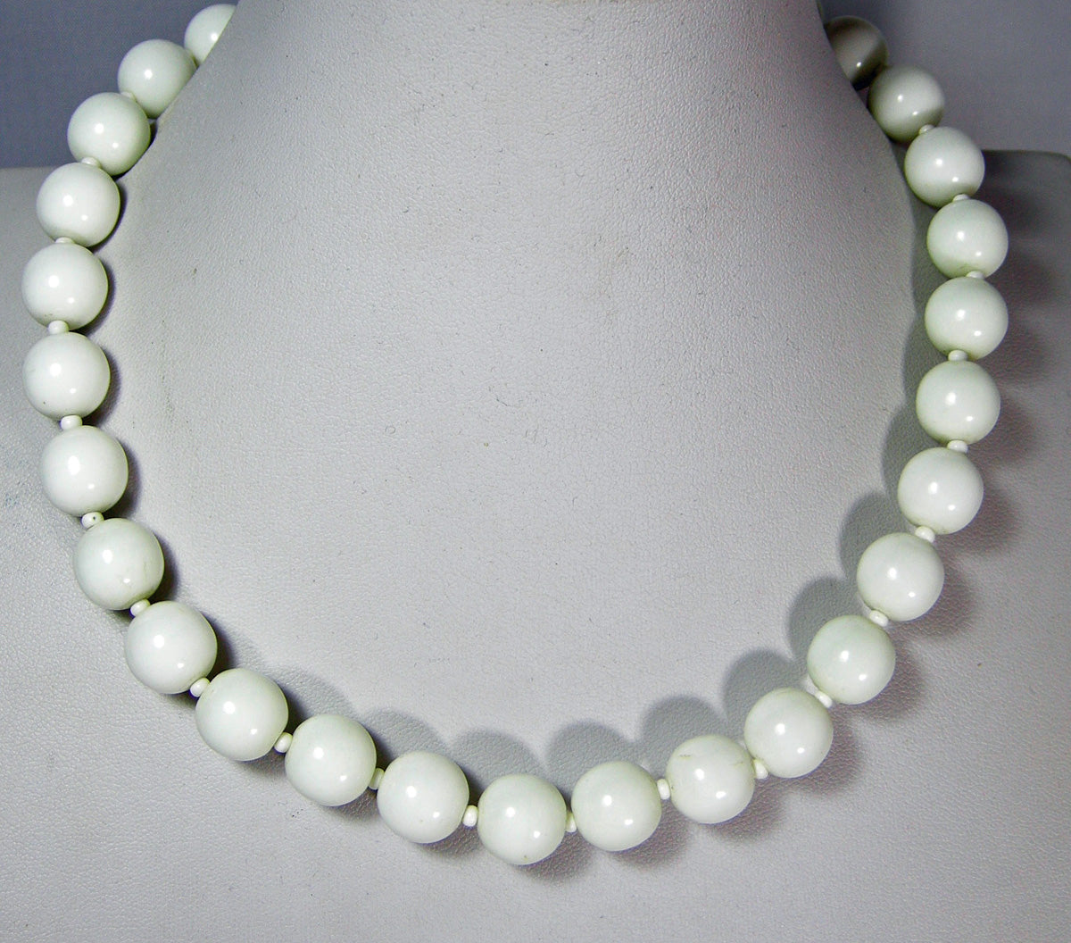 Artisan Bib Necklace of Vintage Chalk White Faceted Glass Beads with - Ruby  Lane