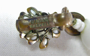 Miriam Haskell White Milk Glass Bead Necklace  - JD10388