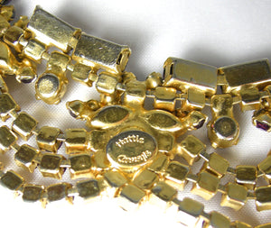 Vintage 50s Signed Hattie Carnegie Purple Crystal Bib Necklace