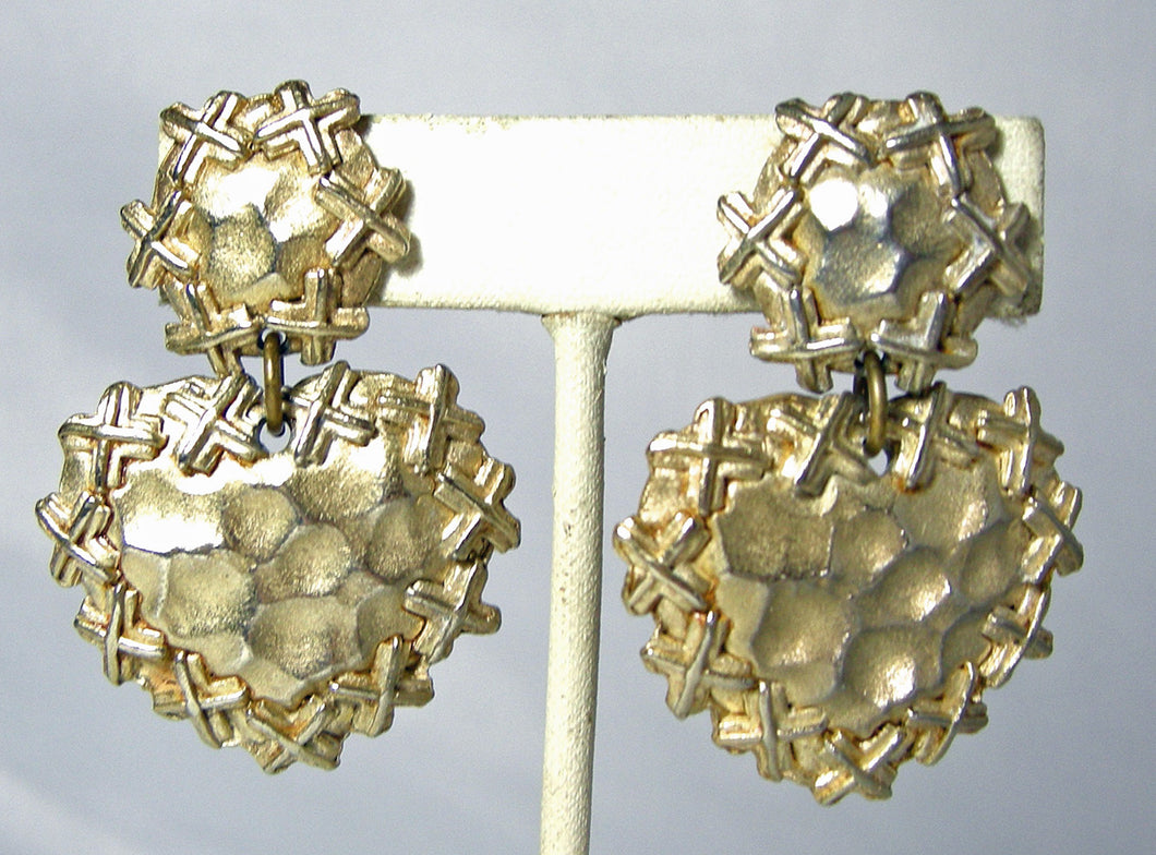 Vintage French Signed Jacky G Heart Drop Earrings  - JD10463