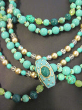 Load image into Gallery viewer, Three (3) Vintage Signed Joan Rivers Faux Turquoise &amp; Pearl Rope Necklaces