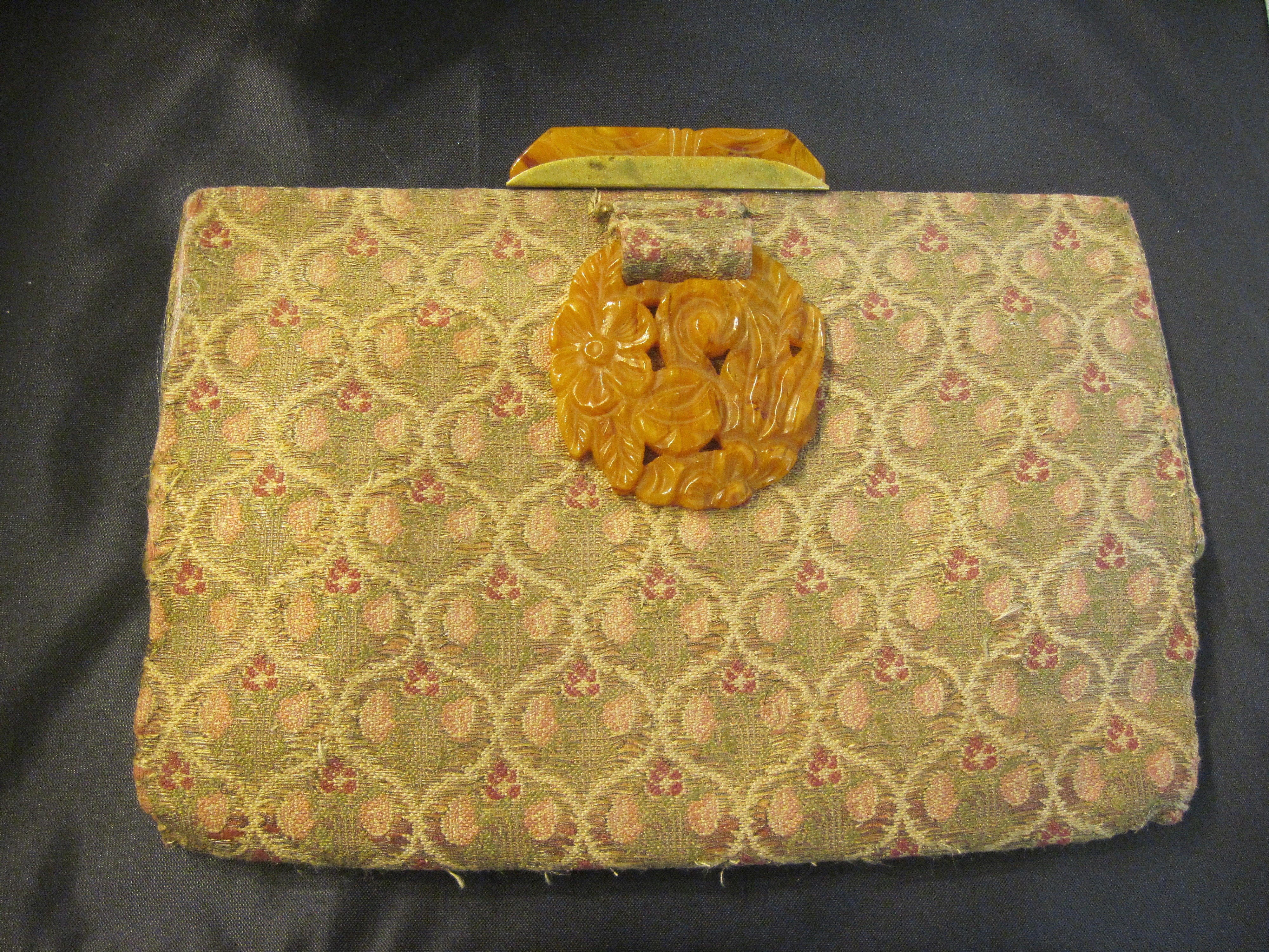 Vintage 1920s Brown Clutch Purse, Leather & Suede, Made in France, small  Art Deco