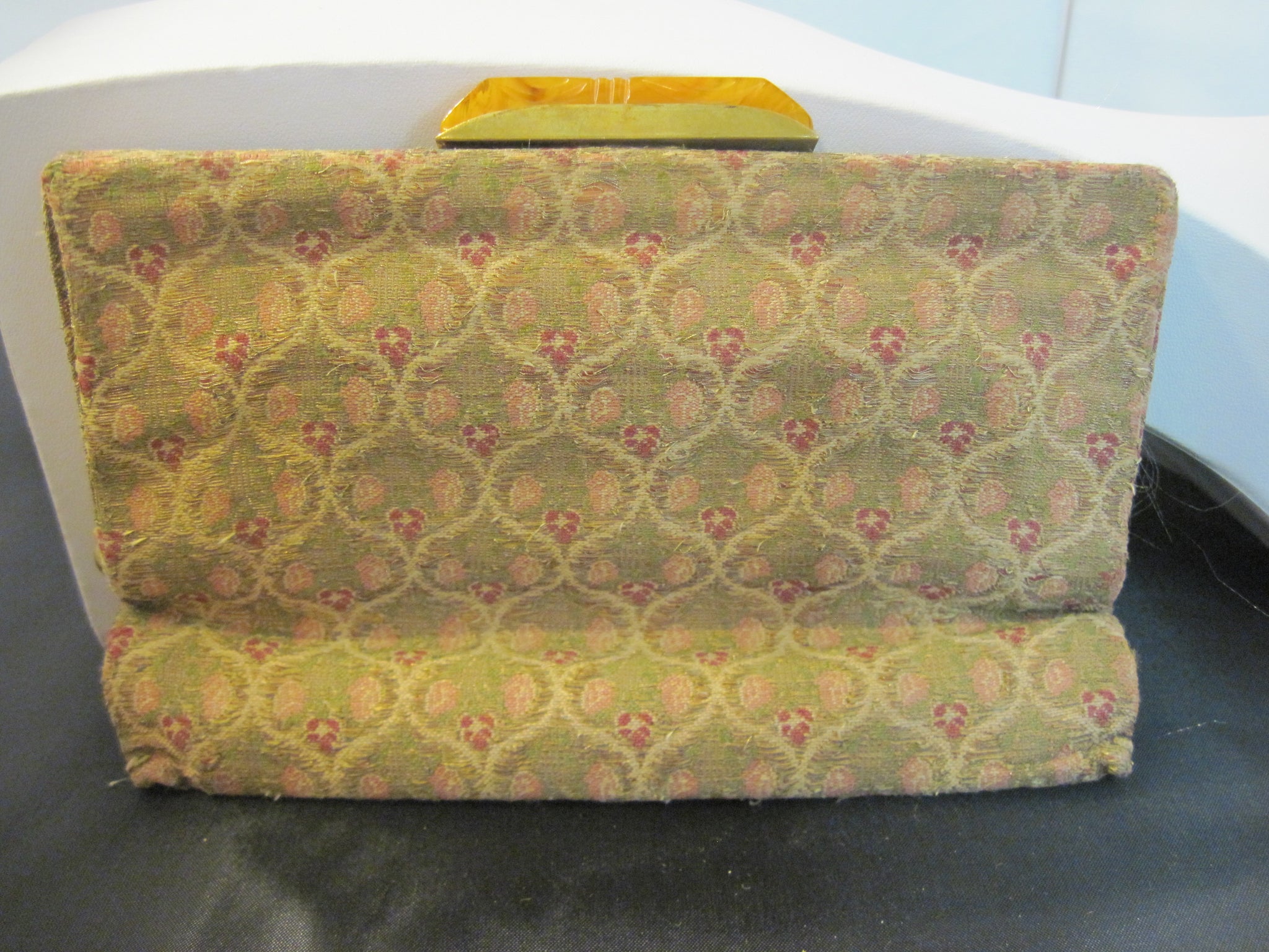 Vintage 1920s Brown Clutch Purse, Leather & Suede, Made in France, small  Art Deco