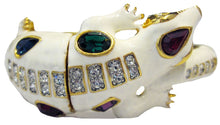 Load image into Gallery viewer, KJL multi-colored jeweled white enamel alligator bracelet