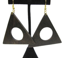 Load image into Gallery viewer, KJL wooden triangle earrings