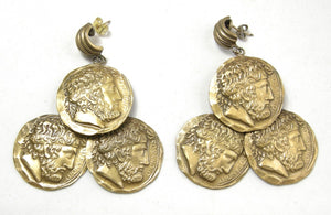 Vintage Signed "Joseff" Coin Dangling Earrings