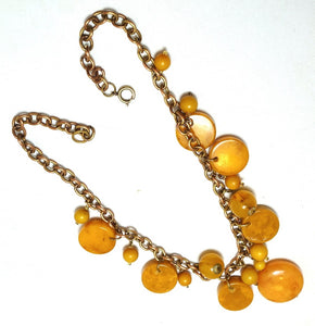 Deco Vintage 1930s Butterscotch Bakelite Drop Necklace