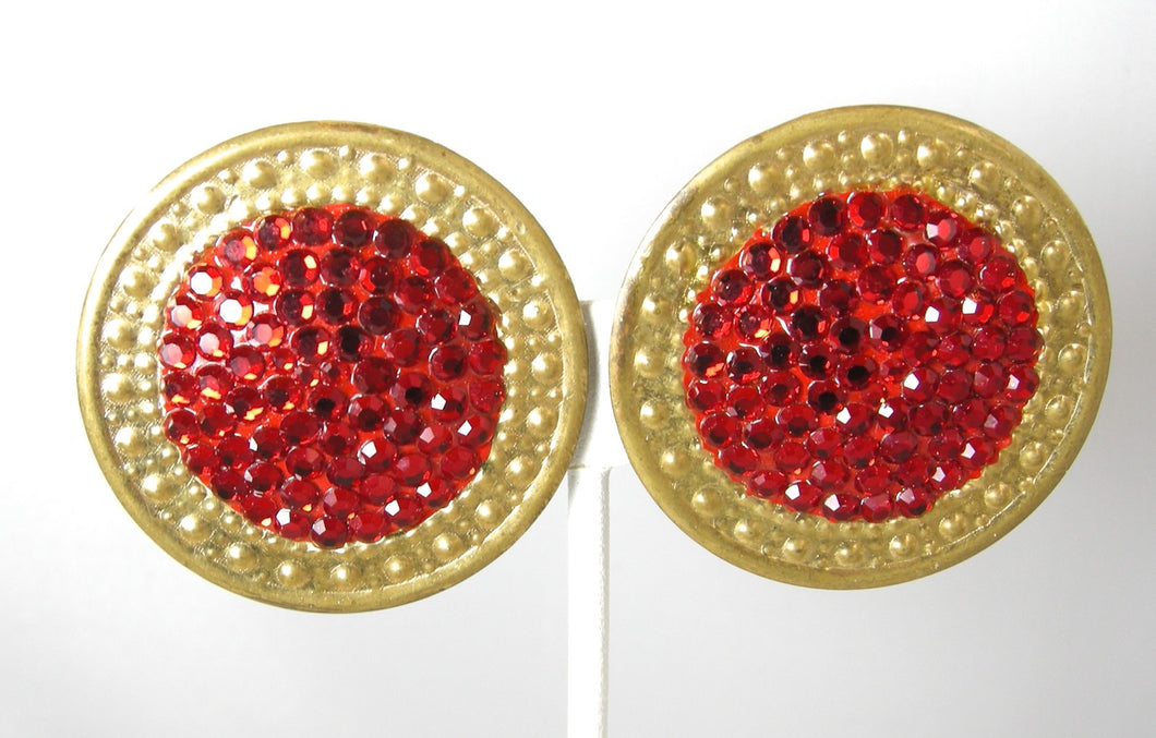 Vintage Richard Kerr 1960s Large Red Earrings