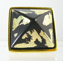 Load image into Gallery viewer, Kenneth Jay Lane Black-Gold Pyramid Ring