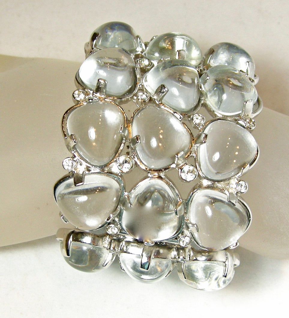 Kenneth Jay Lane Hard To Find Clear Lucite Bubble Cuff Bracelet