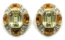 Load image into Gallery viewer, Signed Kenneth Lane Citrine, Topaz &amp; Clear Crystal Earrings