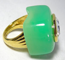 Load image into Gallery viewer, Vintage Signed Kenneth Lane Faux Jade And Crystal Ring  - JD10522