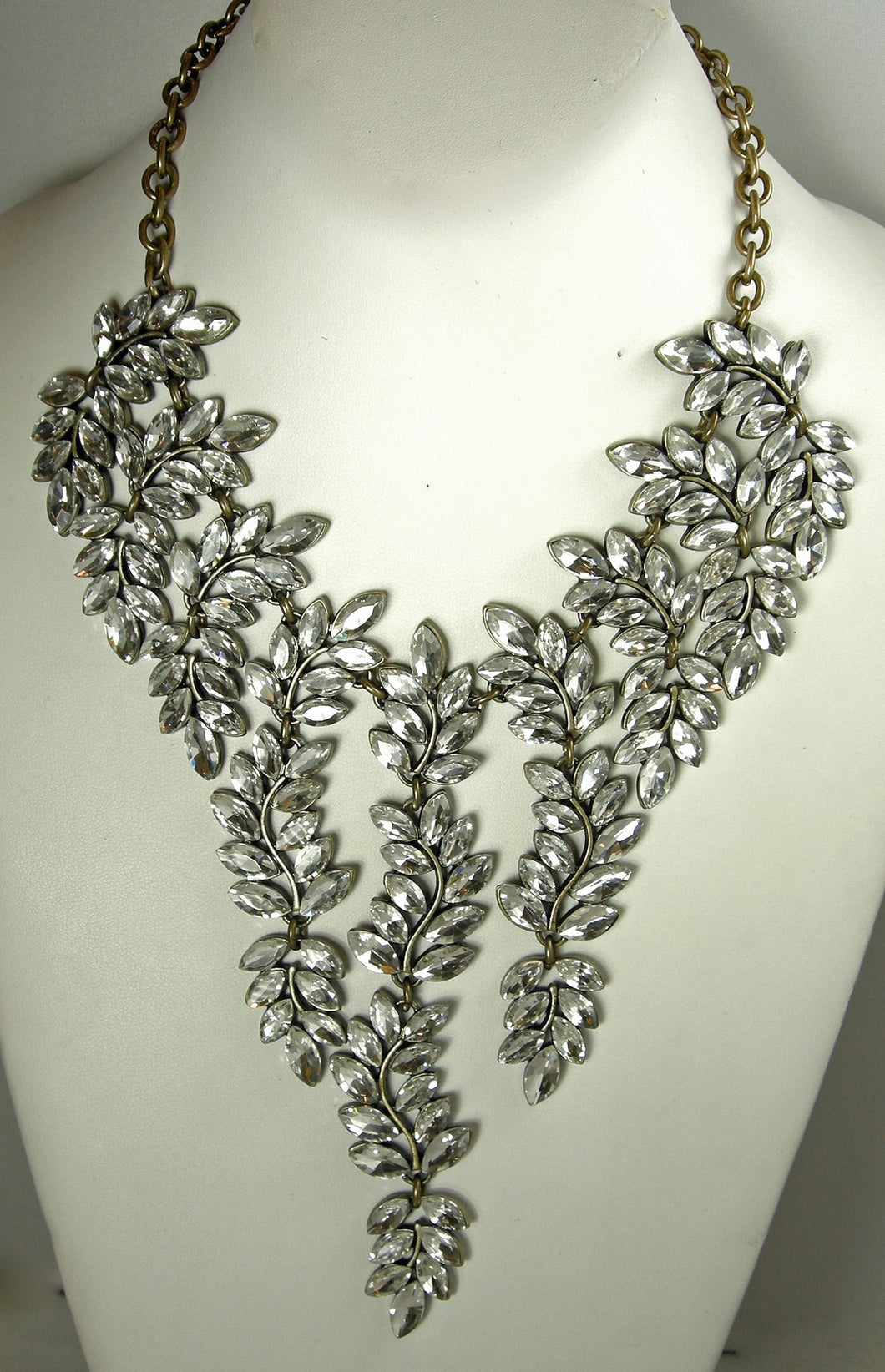 Vintage Kenneth Jay Lane Marquis Crystal Bib Necklace