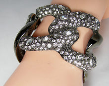 Load image into Gallery viewer, Signed KJL Intertwined Rhinestone Clamper Bracelet