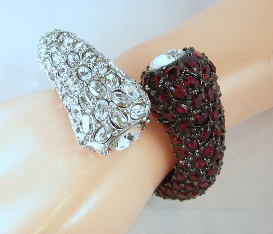 Kenneth Jay Lane Clear & Ruby Red Clamper Bracelet