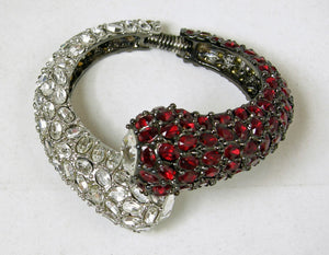 Kenneth Jay Lane Clear & Ruby Red Clamper Bracelet