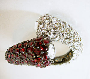 Kenneth Jay Lane Clear & Ruby Red Clamper Bracelet