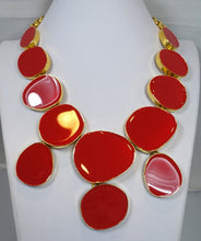 Load image into Gallery viewer, Signed Kenneth J. Lane Red Bib Necklace